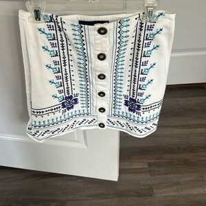 Francesca’s Blue Rain embroidered mini skirt